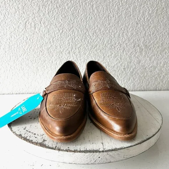Lane Boots Womens Western Flats MARTINGALE Brown Cowgirl Loafer Slip On 8.5 - Picture 2 of 12